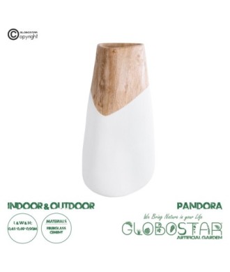 GloboStar® Artificial Garden PANDORA 20707 Επιδαπέδιο Πολυεστερικό Τσιμεντένιο Κασπώ Γλάστρα - Flower Pot Λευκό με Καφέ Μ49 x Π45 x Υ90cm